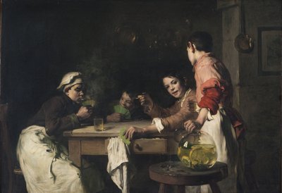 Kortinpelaajat, n. 1897 (öljy kankaalle) tekijältä Joseph Bail