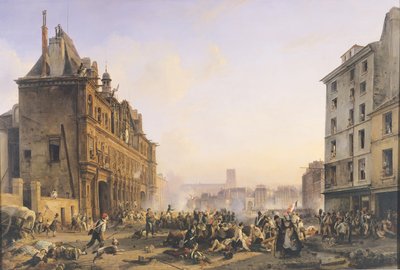 Hyökkäys Hotel de Villeä vastaan 28. heinäkuuta 1830 tekijältä Joseph Beaume