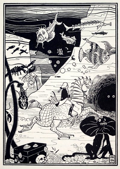 Siellä oli suuri valikoima korkeita jalopuita, täynnä merellisiä hedelmiä, kuten hummereita…, 1895. tekijältä Joseph Benwell Clark