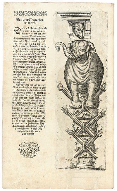 Pylväs, jossa elefanttihahmo, 1604 tekijältä Joseph Boillot