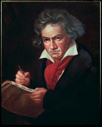 Muotokuva Ludwig van Beethovenista (1770-1827), saksalainen muusikko, säveltää Missa solemnisia” (Ludwig van Beethoven (1770-1827) saksalainen säveltäjä, säveltää messua) Karl Joseph Stielerin (1781-1858) maalaus 1819-1820 Bonn Beethovenin talo tekijältä Joseph Carl Stieler