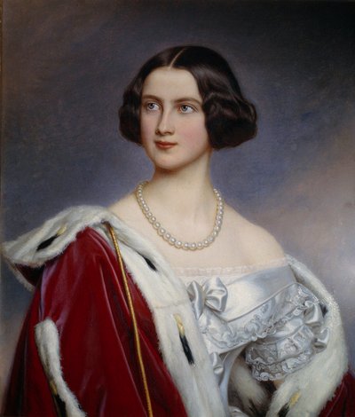 Muotokuva Preussin prinsessa Mariasta (1825-1889) Joseph Karl Stielerin (1781-1858) maalaus (ec.all.) 1800-luvun München. Chateau De Nymphenburg tekijältä Joseph Carl Stieler