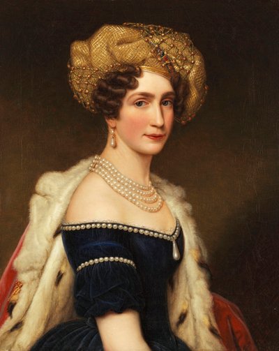 Baijerin prinsessa Augusta (1788-1851), Leuchtenbergin herttuatar, noin 1825 (öljy kankaalle). tekijältä Joseph Carl Stieler