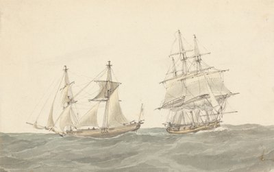Barquentine ja fregatti raskaalla merellä tekijältä Joseph Cartwright