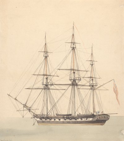 Single Corvette (?), jossa on kolme hahmoa merivoimien univormuissa ja Union Jack tekijältä Joseph Cartwright