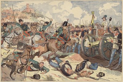 Solferinon taistelu, Italia, Italian toinen vapaussota, 24. kesäkuuta 1859 (värilitho) tekijältä Joseph Charles (after) Beuzon