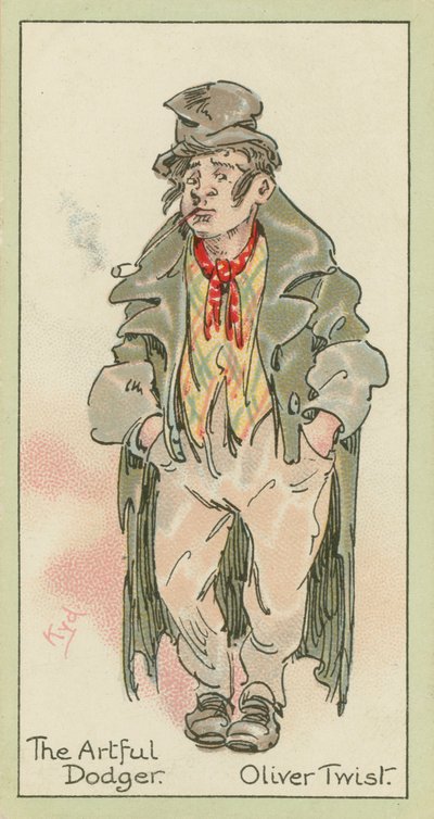 Artful Dodger, Oliver Twist (värilitografia) tekijältä Joseph Clayton (1856-1937) (after) Clarke