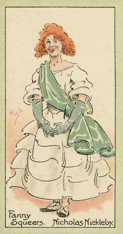 Fanny Squeers, Nicholas Nickleby (värilitografia) tekijältä Joseph Clayton (1856-1937) (after) Clarke