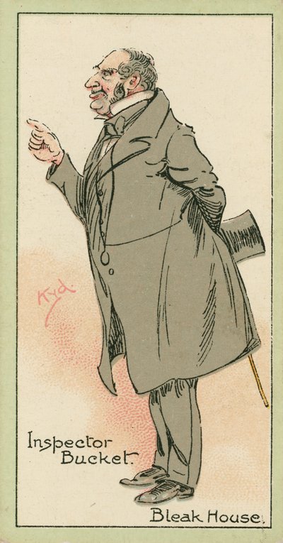 Tarkastaja Bucket, Bleak House (värilitografia) tekijältä Joseph Clayton (1856-1937) (after) Clarke
