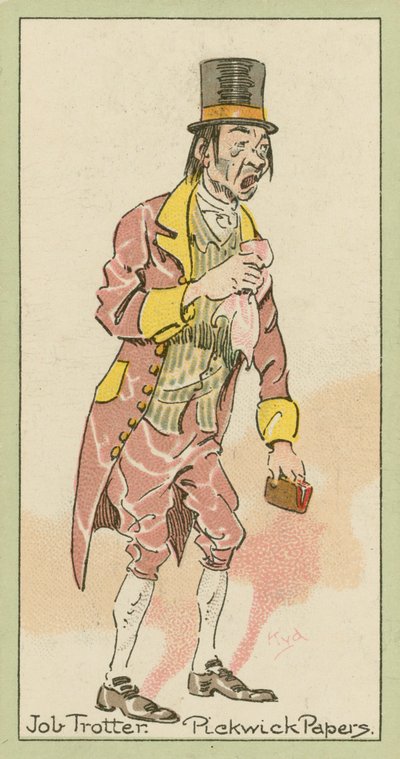 Job Trotter, Pickwick Papers (värilitografia) tekijältä Joseph Clayton (1856-1937) (after) Clarke