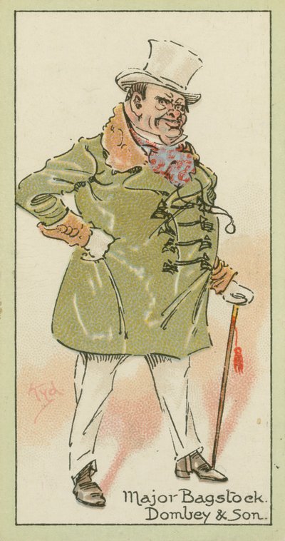 Majuri Bagstock, Dombey ja poika (värilitografia) tekijältä Joseph Clayton (1856-1937) (after) Clarke