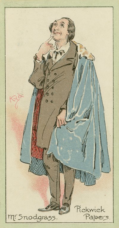 Mr Snodgrass, Pickwick Papers (värilitografia) tekijältä Joseph Clayton (1856-1937) (after) Clarke
