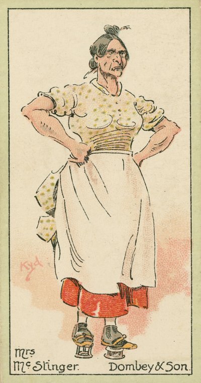 Rouva McStinger, Dombey ja poika (värilitografia) tekijältä Joseph Clayton (1856-1937) (after) Clarke