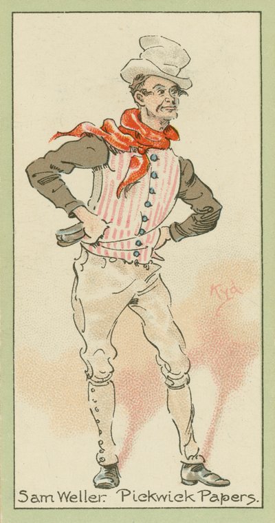 Sam Weller, Pickwick Papers (värilitografia) tekijältä Joseph Clayton (1856-1937) (after) Clarke