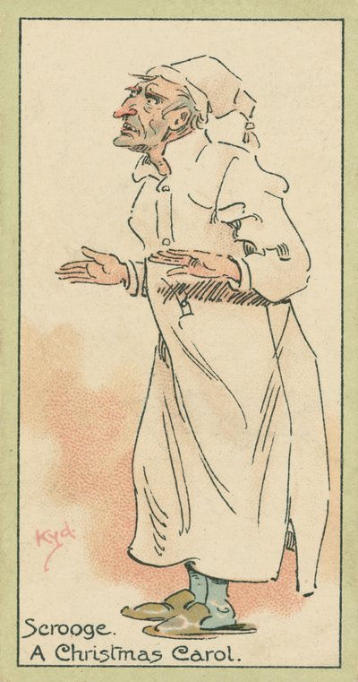 Scrooge, Joululaulu (värilitografia) tekijältä Joseph Clayton (1856-1937) (after) Clarke