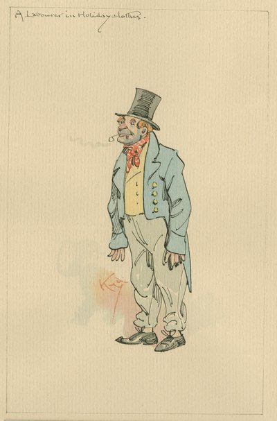 A Laborer in Holiday Clothes, noin 1920-luku (kynä ja muste wc:llä paperilla) tekijältä Joseph Clayton Clarke