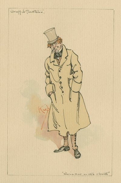 Gruff und Tackleton - Kriketti tulisijalla, noin 1920-luku (kynä ja muste wc:llä paperilla) tekijältä Joseph Clayton Clarke