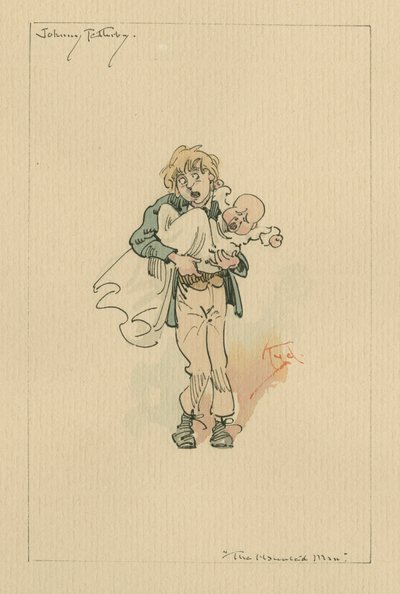 Johnny Tellerby - Kummitusmies ja kummituksen kauppa, noin 1920-luku (kynä ja muste wc:llä paperilla) tekijältä Joseph Clayton Clarke