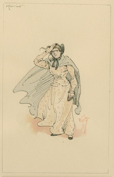 Neiti Harriet Carker, n. 1920-luku (kynä ja muste wc:llä paperilla) tekijältä Joseph Clayton Clarke
