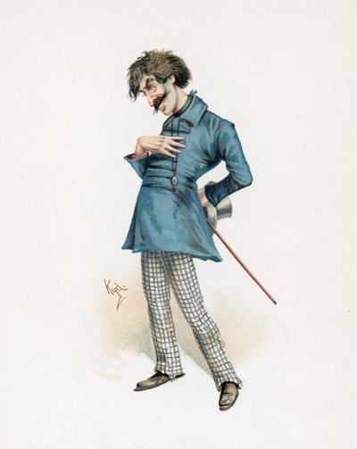 Montague Tigg, kuvitus artikkelista "Character Sketches from Charles Dickens", n. 1890 tekijältä Joseph Clayton Clarke