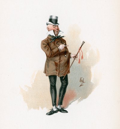 Mr. Micawber, kuvitus artikkelista "Character Sketches from Charles Dickens", n. 1890 tekijältä Joseph Clayton Clarke