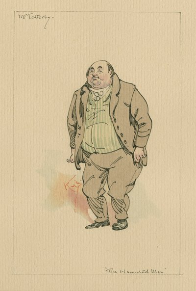 Mr Tetterby - Kummitusmies ja kummituksen kauppa, noin 1920-luku (kynä ja muste wc:llä paperilla) tekijältä Joseph Clayton Clarke