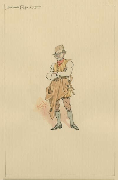 Simon Tappertit, noin 1920-luku (kynä ja muste wc:llä paperilla) tekijältä Joseph Clayton Clarke
