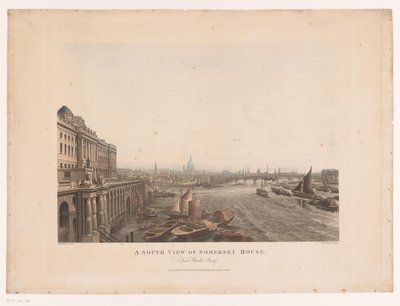 Näkymä Somerset Houselle ja Thamesille etelästä Etelänäkymä Somerset Housesta Waterloon sillalta (otsikko esineessä) tekijältä Joseph Constantine Stadler