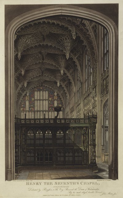 Henry VII kappeli, Westminster Abbey, Lontoo (akvatinta) tekijältä Joseph Constantine Stadler