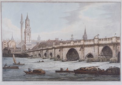 London Bridge vanha, Lontoo, 1790 tekijältä Joseph Constantine Stadler