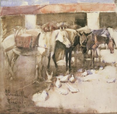 Sangar Marokossa, 1888 (wc ja vartaloväri paperilla) tekijältä Joseph Crawhall