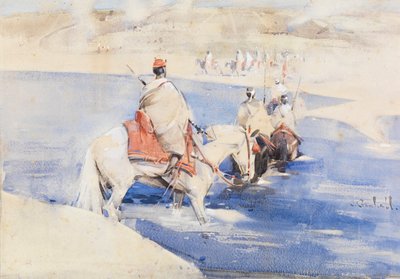 Arab Raid (akvarelli guassilla paperille) tekijältä Joseph Crawhall