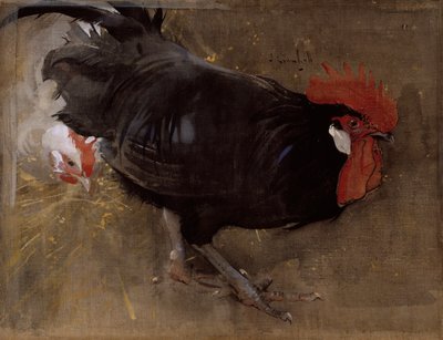 Musta kukko (guassi pellavalle) tekijältä Joseph Crawhall