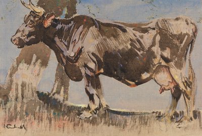 Vanha lehmä (guassi pellavalle) tekijältä Joseph Crawhall