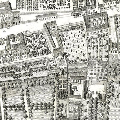 Yksityiskohta Wienin kartasta, jossa näkyy 135 Alsergrund, jossa Mozart ja hänen perheensä asuivat vuonna 1788 (etsaus ja kaiverrus) tekijältä Joseph Daniel Huber