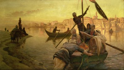 Kairossa: lautta Niilillä sijaitsevalta Gazirien saarelta tai Boulach Kairon satamasta tekijältä Joseph Farquharson