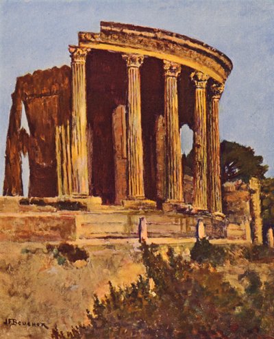 Rooma: Tivoli, Sibylli-temppeli (värilitografia). tekijältä Joseph Felix Bouchor