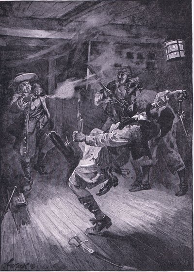 Ammunut uutta kapteenia pään läpi (litho) tekijältä Joseph Finnemore