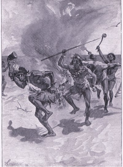 He kaikki tanssivat tulen ympärillä (litho) tekijältä Joseph Finnemore
