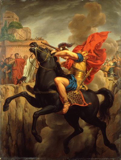 Marcus Curtiuksen kuolema (öljy paneelissa) tekijältä Joseph Francois