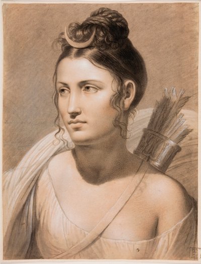 ""Diane"" (Diana) Pastelli Joseph-Francois Ducq (1762-1829) 1700-luvun Groeninge-museo, Brugg tekijältä Joseph François Ducq