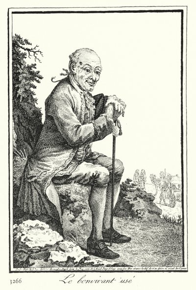 Kulunut Bon Viveur (kaiverrus) tekijältä Joseph Franz von (after) Goez