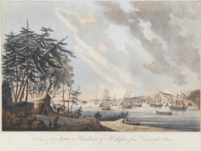 Näkymä Halifaxin kaupunkiin ja satamaan Dartmouth Shoresta, 1781 tekijältä Joseph Frederick Wallet DesBarres