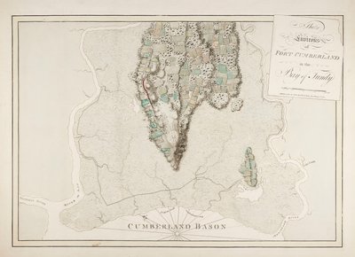 Fort Cumberlandin ympäristö Fundyn lahdella. tekijältä Joseph Frederick Wallet DesBarres