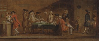 Figuurit tavernassa tai kahvilassa, n. 1725 tai 1750 jälkeen. tekijältä Joseph Highmore