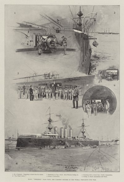 HMS Terrible, 14 220 tonnia, maailman suurin risteilijä, valmistautuu sotaan. tekijältä Joseph Holland Tringham