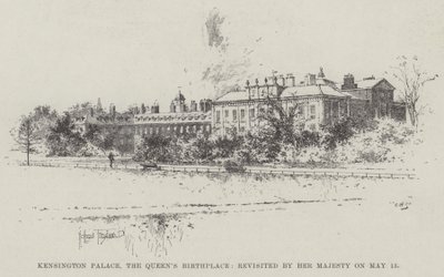 Kensingtonin palatsi, kuningattaren syntymäkoti, jossa hänen majesteettinsa vieraili 15. toukokuuta. tekijältä Joseph Holland Tringham
