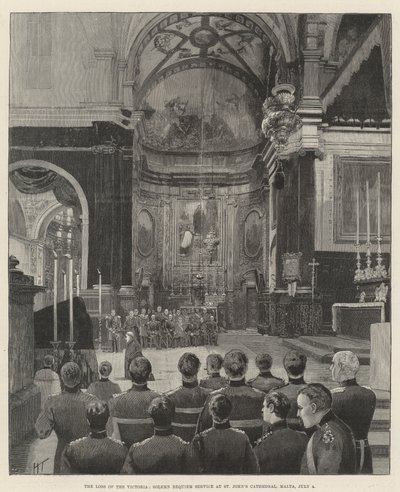 Victorian menetys, juhlallinen requiem-jumalanpalvelus Pyhän Johanneksen katedraalissa, Maltalla, 4. heinäkuuta tekijältä Joseph Holland Tringham