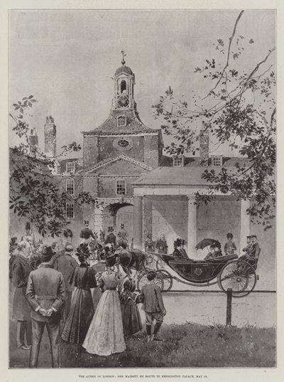 Kuningatar Lontoossa, Hänen Majesteettinsa matkalla Kensingtonin palatsiin, 15. toukokuuta tekijältä Joseph Holland Tringham