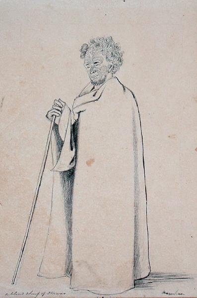 Otawaon sokea päällikkö, n. 1844 (kynä ja kynä paperilla) tekijältä Joseph Jenner Merrett